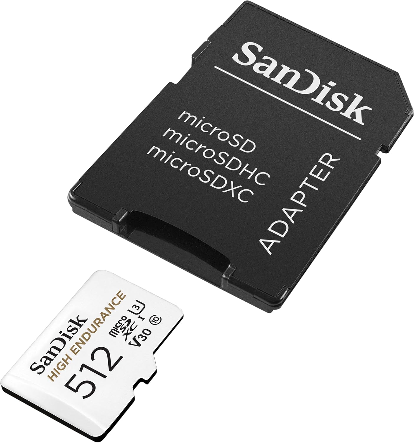 SanDisk Tarjeta microSDXC de video de alta resistencia de 512 GB con adaptador para cámara de tablero y sistemas de monitoreo del hogar – C10, U3,