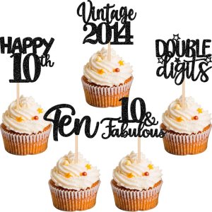 30 piezas de decoración para cupcakes con purpurina de 10 cumpleaños vintage 2014 para cupcakes saludos a 10 fabulosas decoraciones de pasteles para 30 piezas de decoración para cupcakes con purpurina de 10 cumpleaños vintage 2014 para cupcakes saludos a 10 fabulosas decoraciones de pasteles para