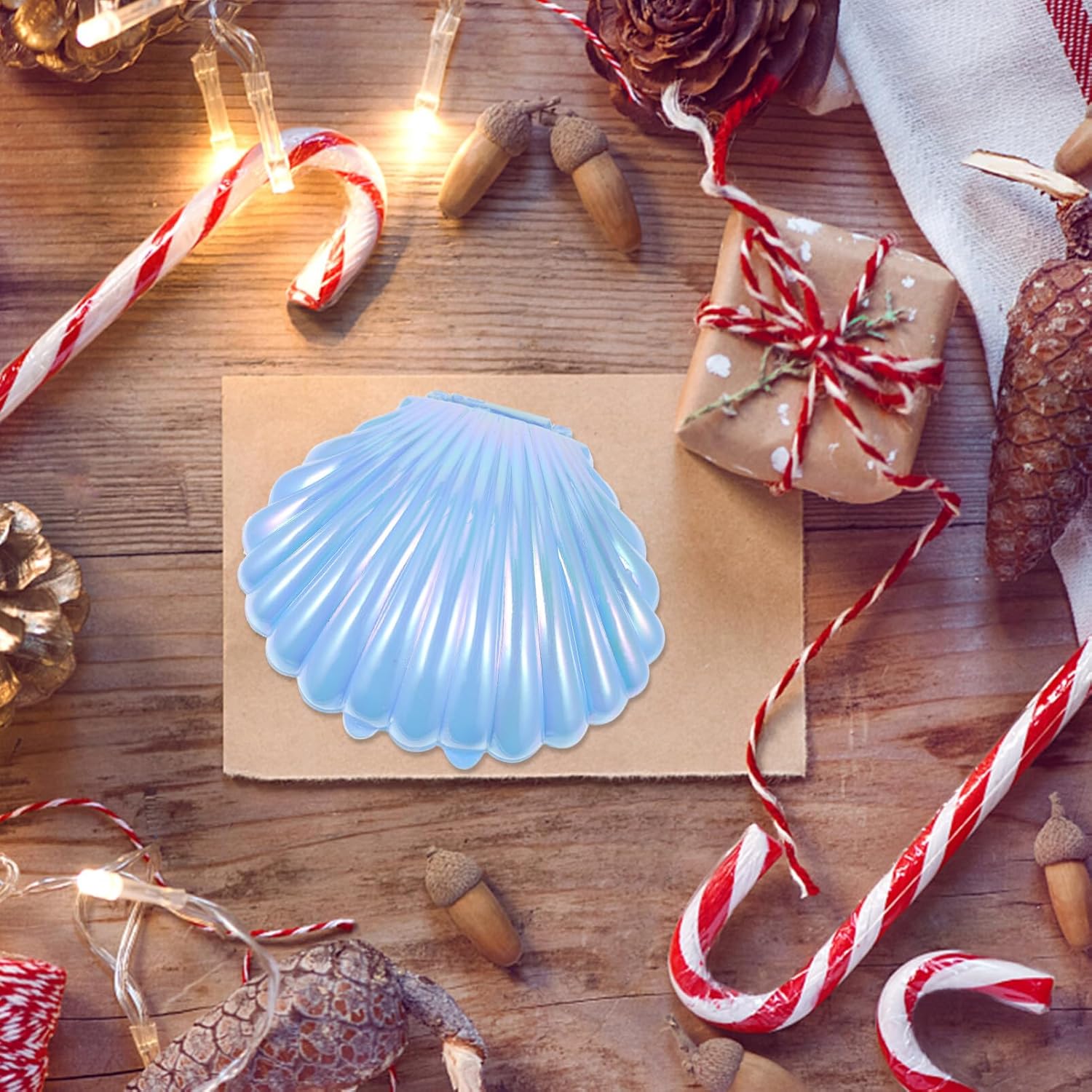 Gadpiparty Cajas de dulces de conchas marinas, 10 piezas de plástico para boda, caja de almacenamiento de conchas marinas, caja de joyería, cajas de