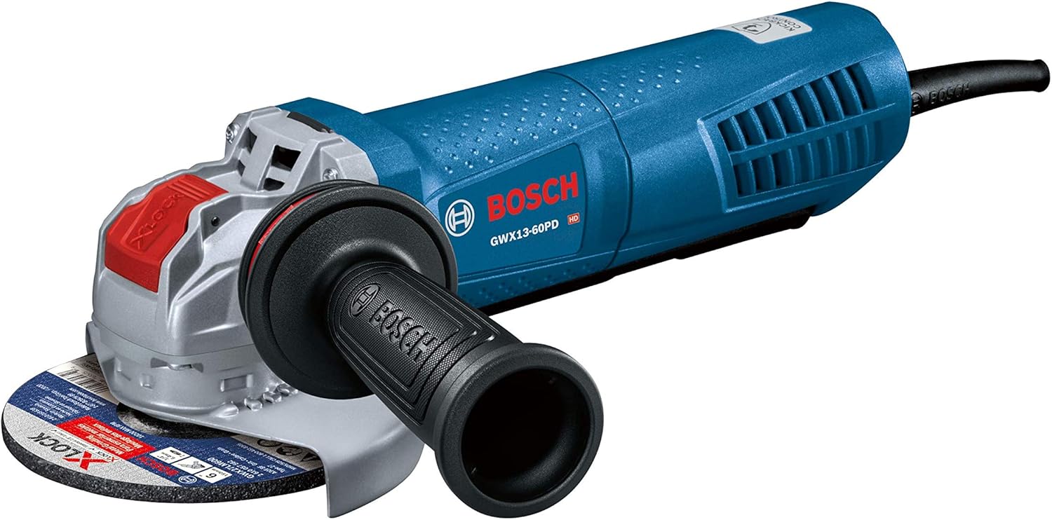 Bosch GWX13-60PD – Amoladora angular X-LOCK de 6 pulgadas con interruptor de paleta sin bloqueo, negro, gris, azul