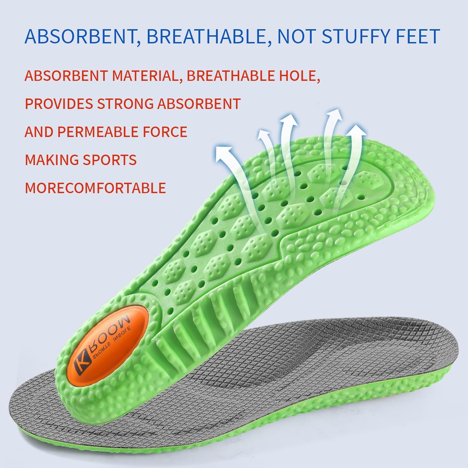 Plantillas de zapatos para hombres y mujeres, plantillas de espuma viscoelástica, cómodas plantillas de zapatos deportivos para absorción de golpes
