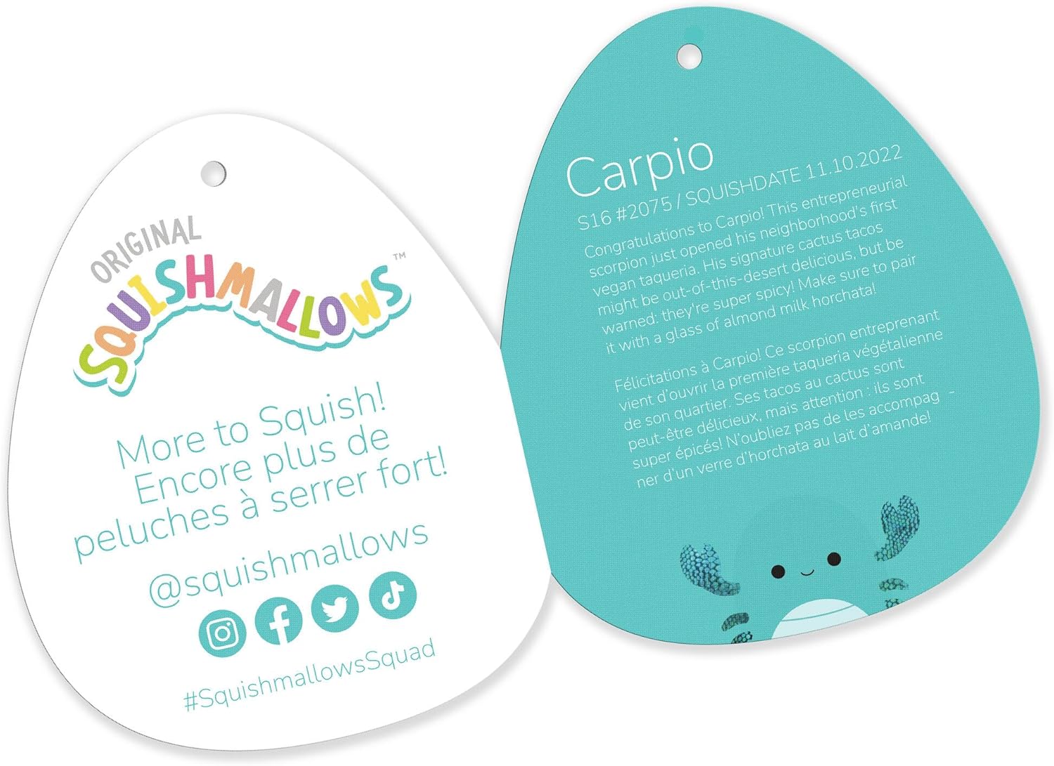 Squishmallows Original Carpio Teal Scorpion de 16 pulgadas – Peluche oficial de Jazwares grande y ultrasuave
