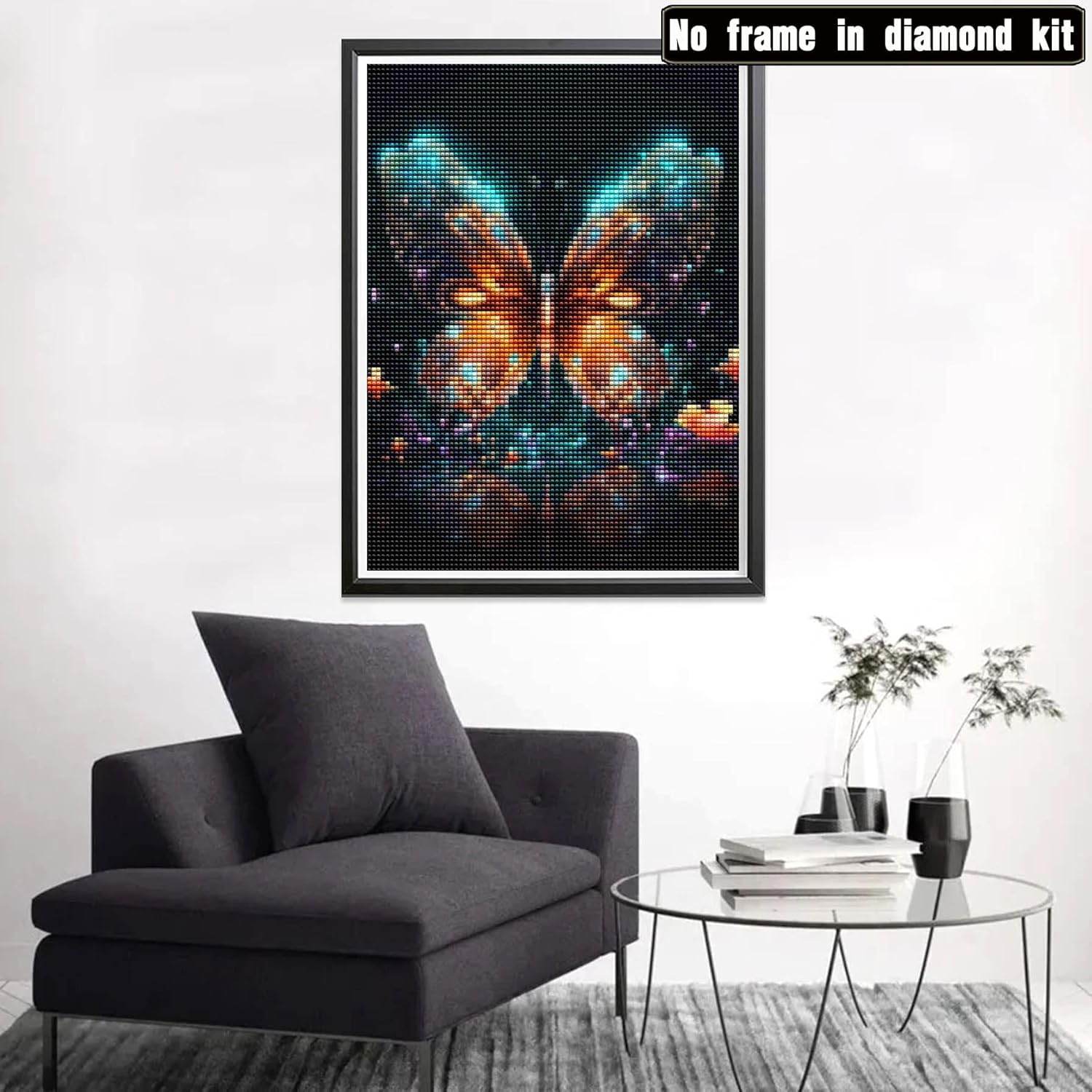 Sheehow – Kit de pintura de diamante 5D para adultos, sueño de mariposa, taladro completo, arte de diamante, arte de diamantes de imitación, arte de