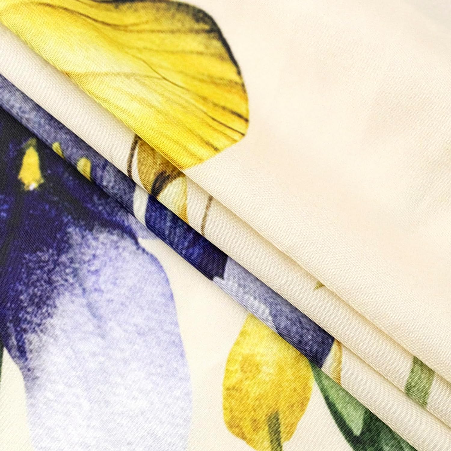 Cortina de ducha rústica con flores silvestres azules y amarillas sobre beige, juego de cortina de ducha para baño, cortina de baño de tela rústica