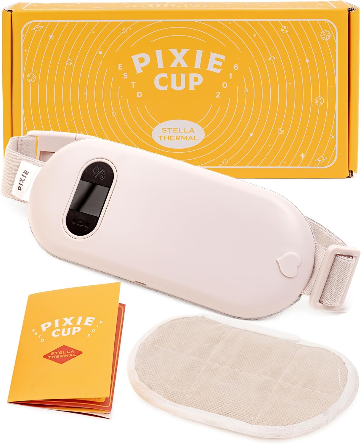 Pixie – Almohadilla térmica inalámbrica portátil para calambres, almohadilla térmica menstrual con 3 niveles de calor y 3 modos de masaje por