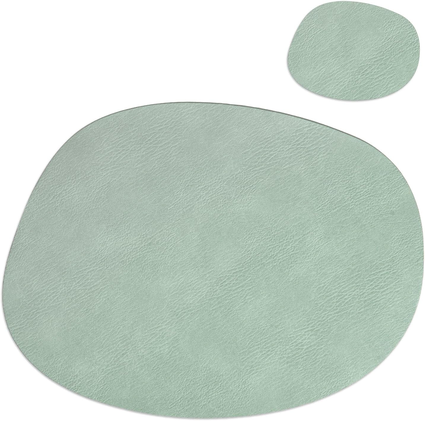 AHHFSMEI Juego de 6 manteles individuales de piel sintética para mesa de comedor, resistentes al calor, antideslizantes, lavables, impermeables,
