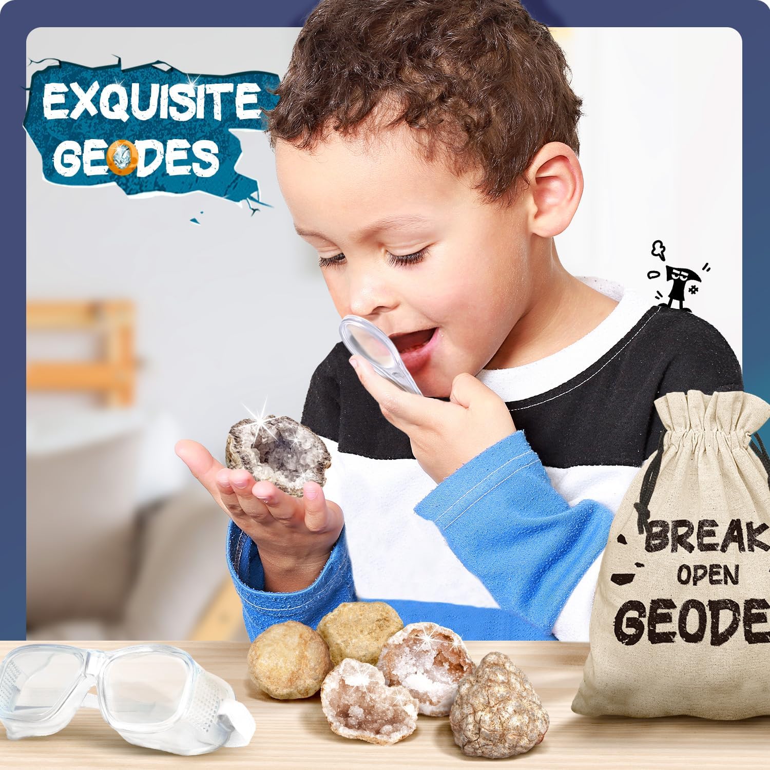 Geodas con cristales Break Open Kit de 10 geodas premium  Kit de ciencia de cristales de geología  Juguetes educativos de cristal STEM regalos para