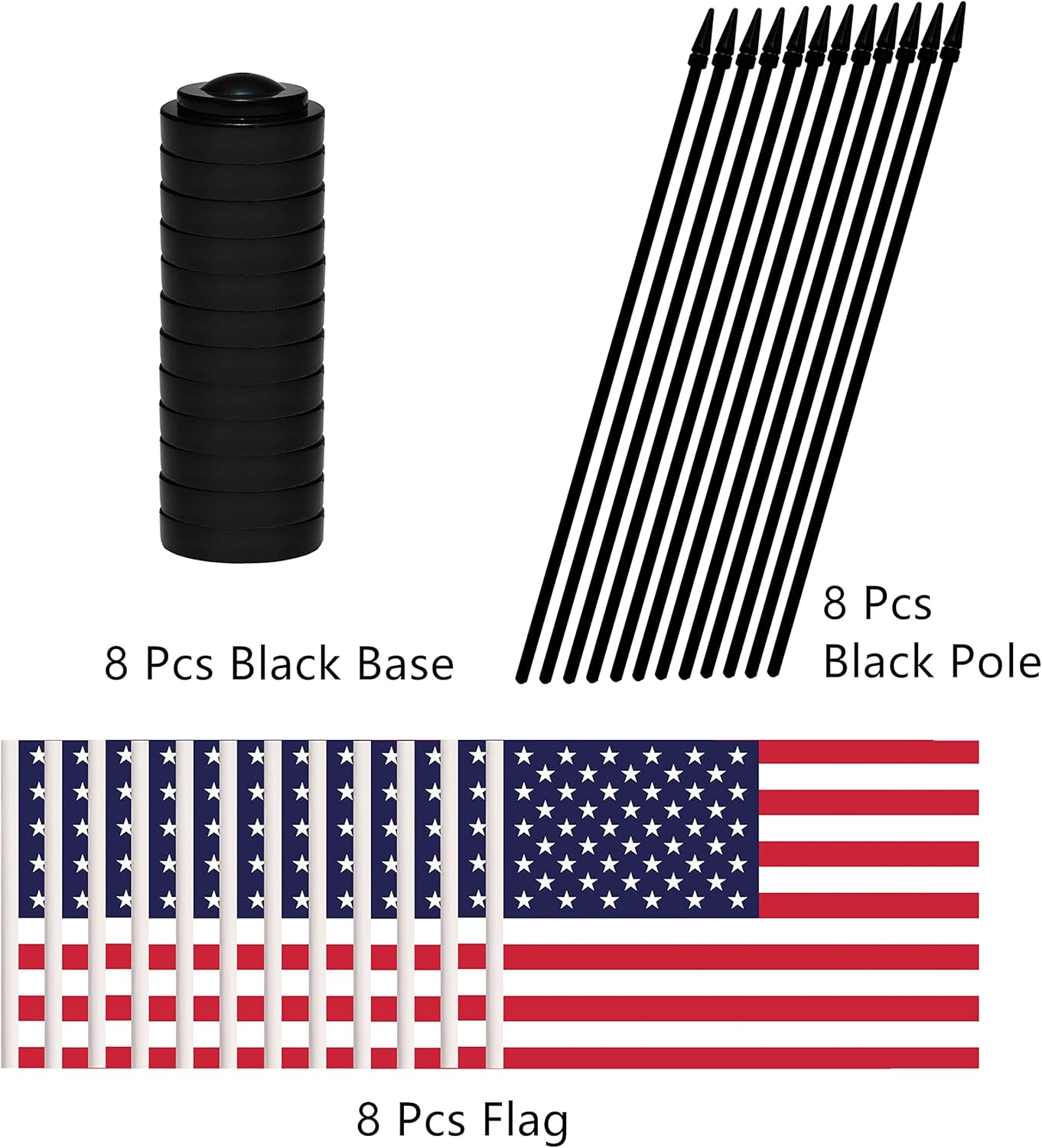 Juego de 8 banderas de escritorio de Estados Unidos, mini banderas de mesa pequeñas de Estados Unidos, bandera de escritorio en miniatura con poste