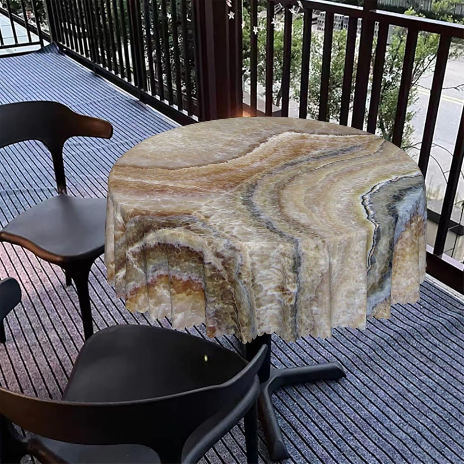 Mantel con estampado de fondo de mármol, mantel de encaje de tela a prueba de derrames, funda de mesa redonda para comedor, cocina, decoración del