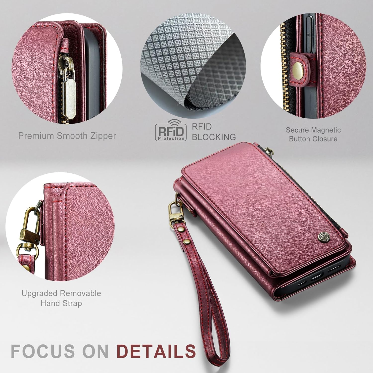 Defencase Funda para iPhone 15 Pro, bloqueo RFID, funda tipo cartera para iPhone 15 Pro para mujeres y hombres con tarjetero de crédito con