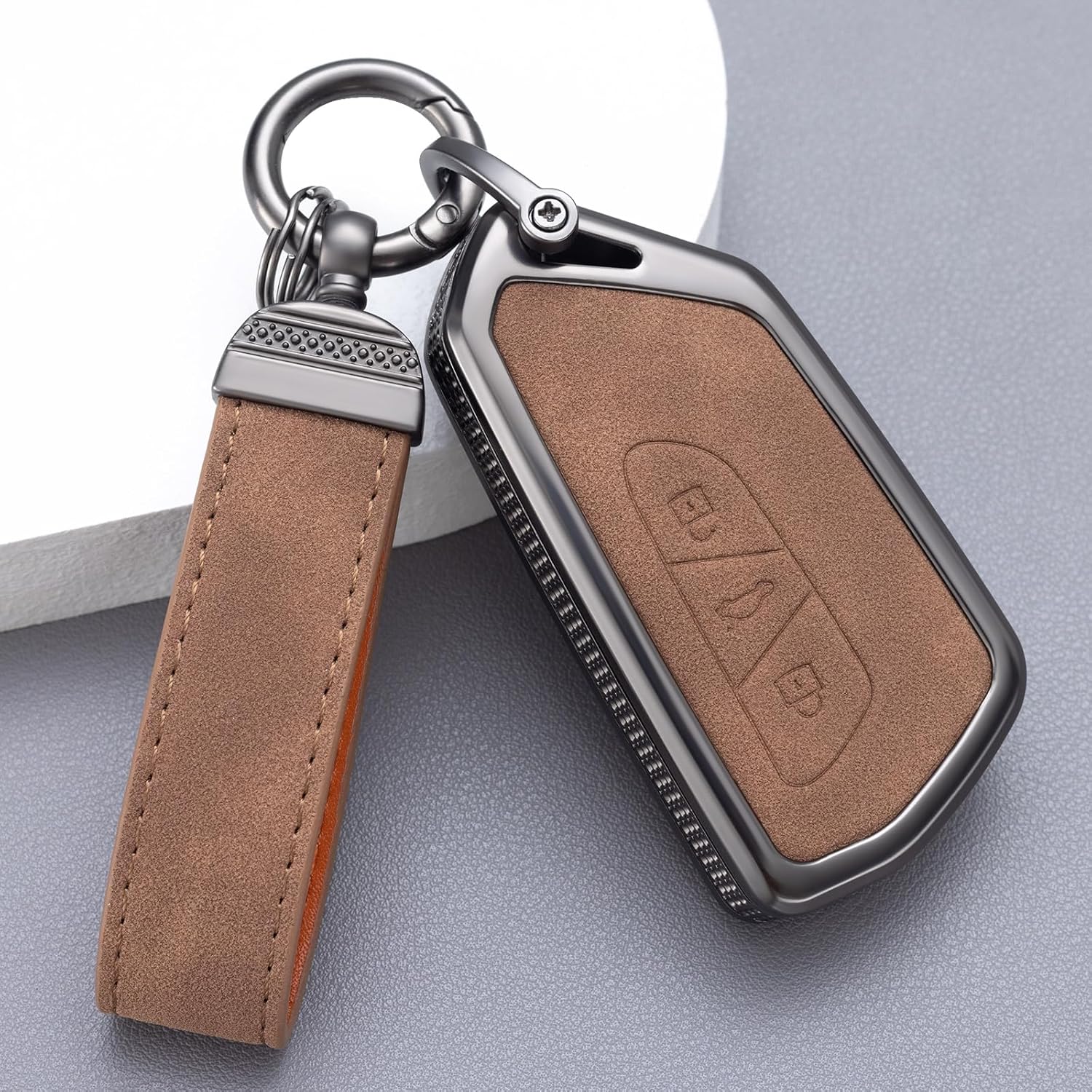 YO&YOYE Compatible con funda para llavero VW Volkswagen con llavero protector de llave de cuero