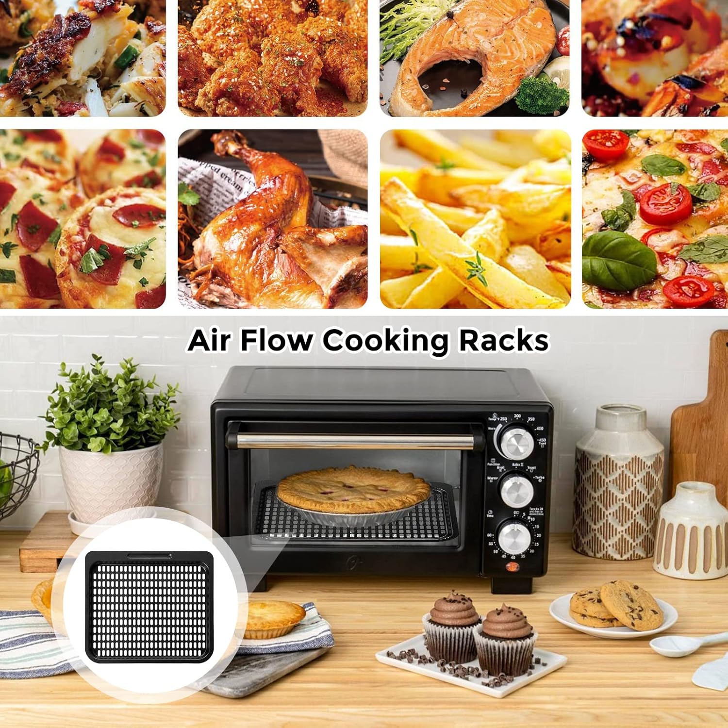 2 piezas de repuesto de bandeja de cocina, rejilla de cocina de malla de 10 cuartos de galón, accesorios para freidora de aire Instant Vortex,