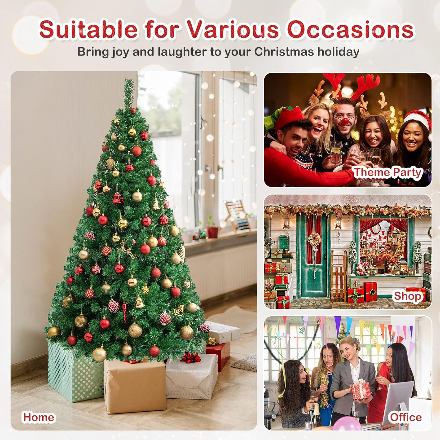 Árbol de Navidad artificial Goplus, pino de Navidad con patas de metal macizo, perfecto para decoración de Navidad en interior y exterior