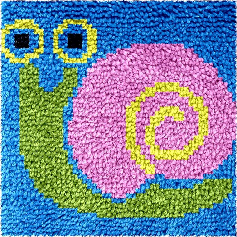 Kit de gancho de cerrojo de caracol rosa de tamaño pequeño para niños principiantes, kit de gancho de fácil cierre, kit de tapiz para bordar, kits