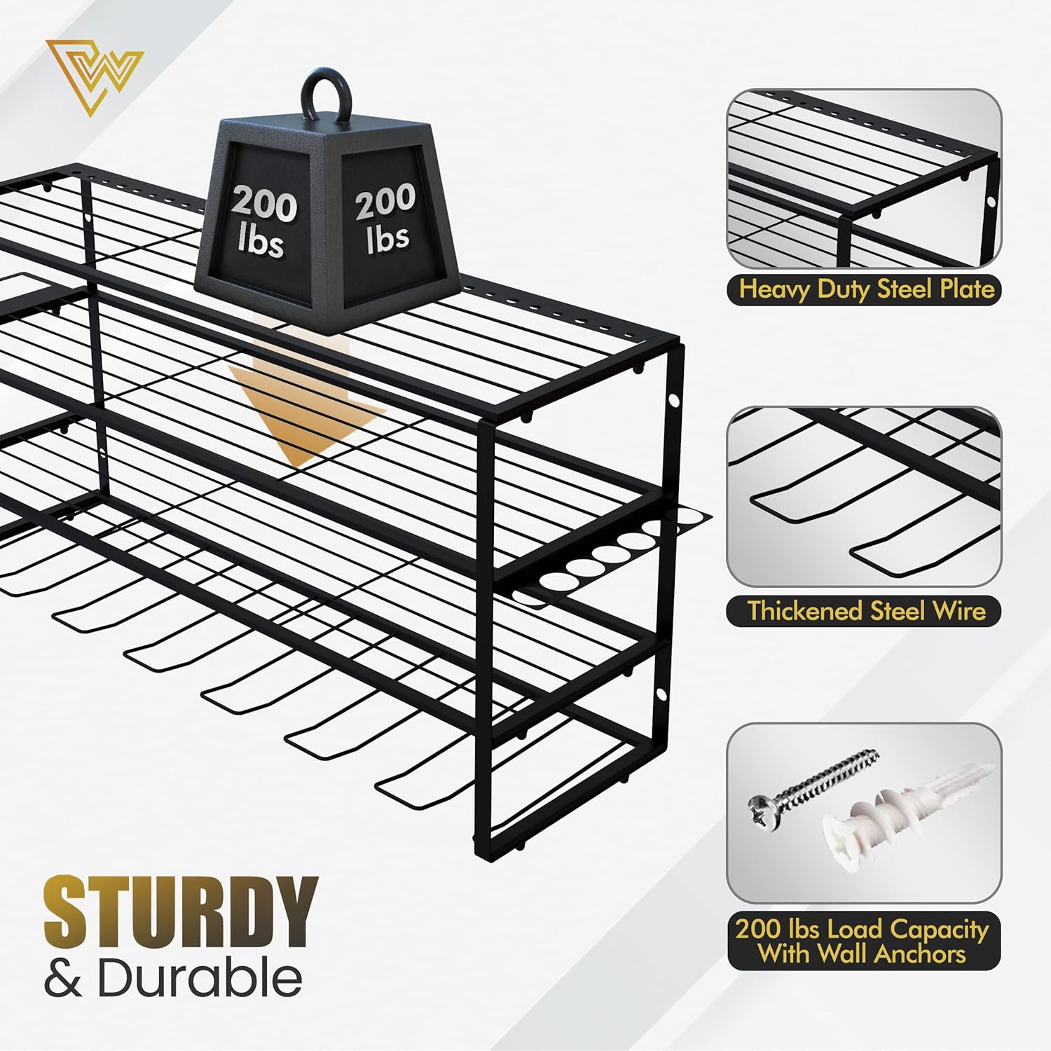 Organizador grande de herramientas eléctricas, soporte de pared con 4 capas, 7 soportes para taladros, estante organizador de herramientas de alta