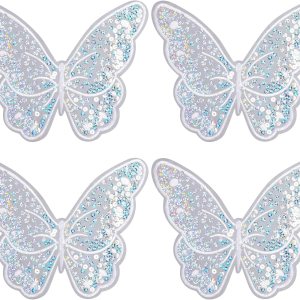 CustomyLife 4 parches de mariposa para planchar, coser en apliques de mariposas de lentejuelas, parche bordado brillante, accesorios de disfraz para CustomyLife 4 parches de mariposa para planchar, coser en apliques de mariposas de lentejuelas, parche bordado brillante, accesorios de disfraz para