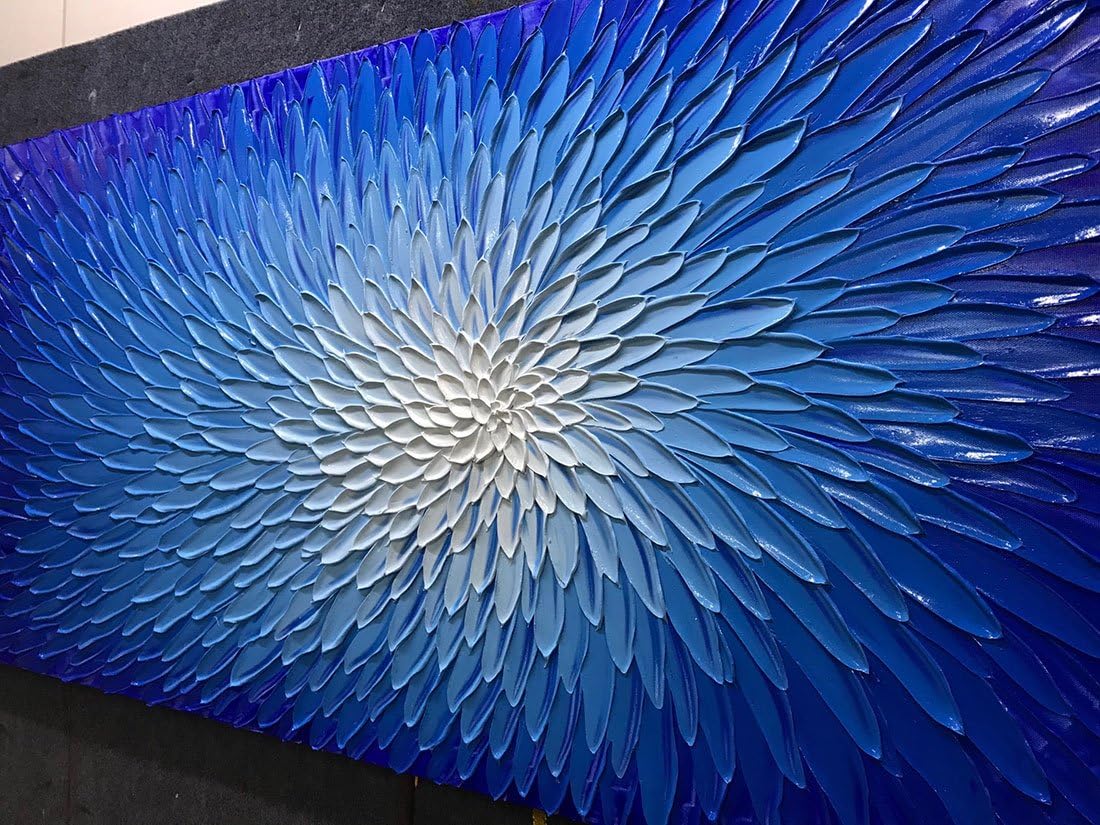 Amei Pinturas artísticas, 24 x 48 pulgadas, pintura al óleo de flores, pinturas 3D pintadas a mano sobre lienzo, arte abstracto, arte de madera en