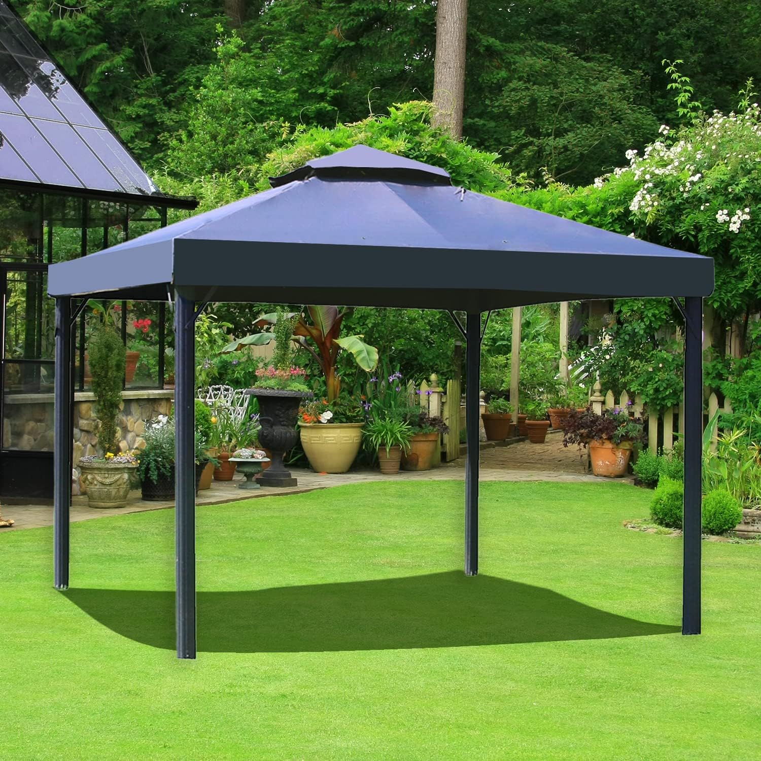 Toldo de repuesto de 10 x 13 pies para glorieta con ranura, carpa de lona impermeable, color gris (solo la parte superior del toldo)