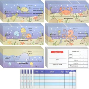 BLUE PANDA 150 hojas de chequera falsa para niños que aprenden con comprobación de depósito y registro de cheques para suministros escolares de BLUE PANDA 150 hojas de chequera falsa para niños que aprenden con comprobación de depósito y registro de cheques para suministros escolares de