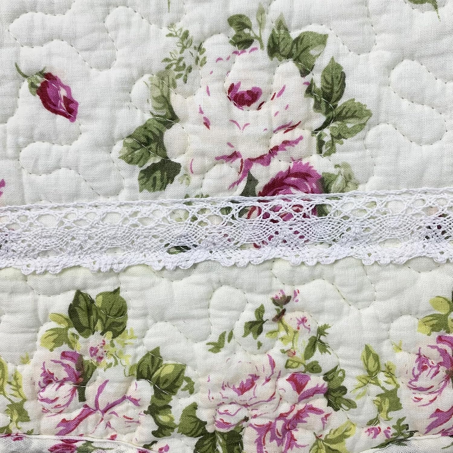 USTIDE Alfombra de algodón natural de 3 x 5 con diseño de flores de rosas, capullos de flores de rosas desgastadas, lavable a máquina, para