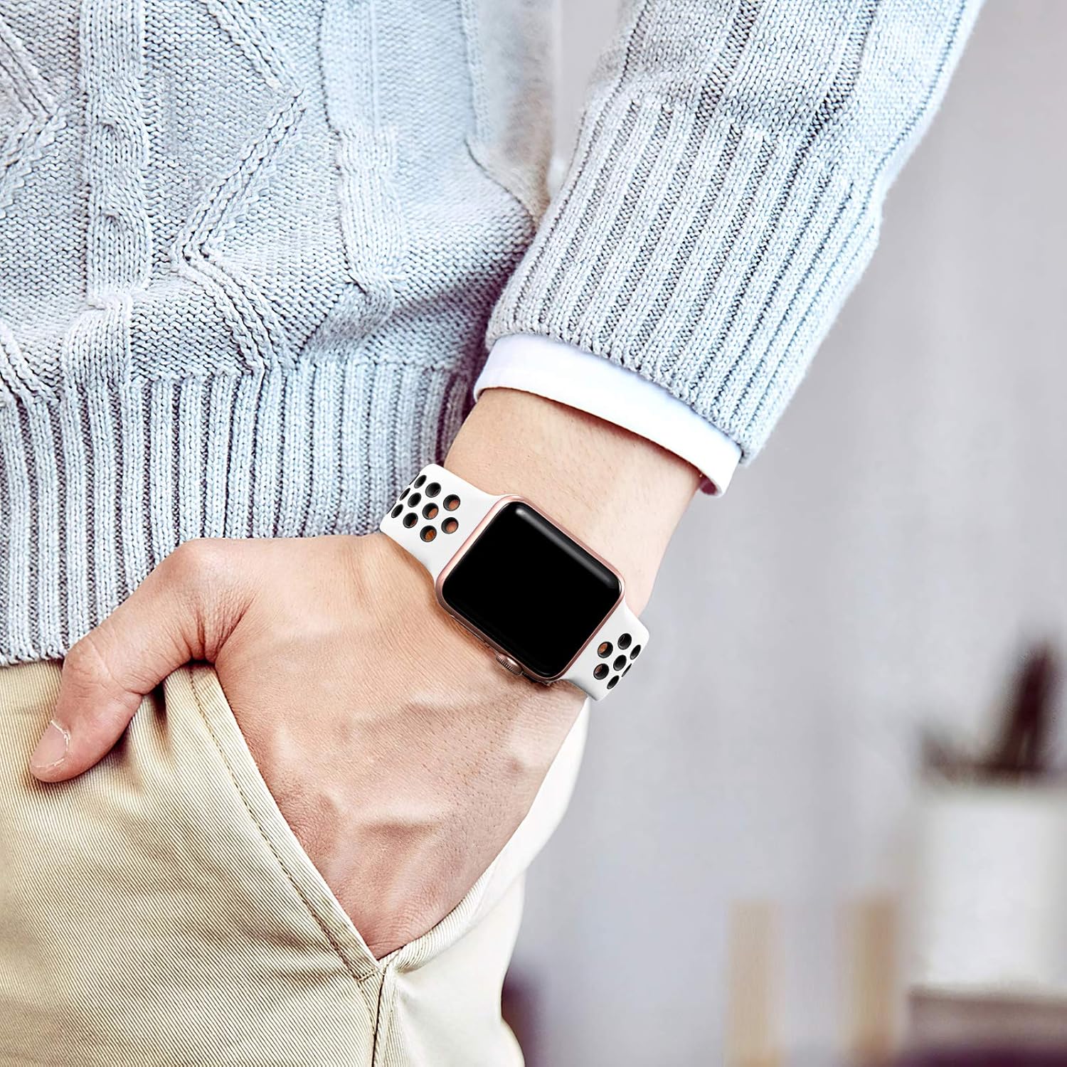 Lerobo Paquete de 3 correas compatibles con Apple Watch de 1.575 pulgadas, 1.496 pulgadas, 1.614 pulgadas, 1.732 pulgadas, 1.772 pulgadas, para