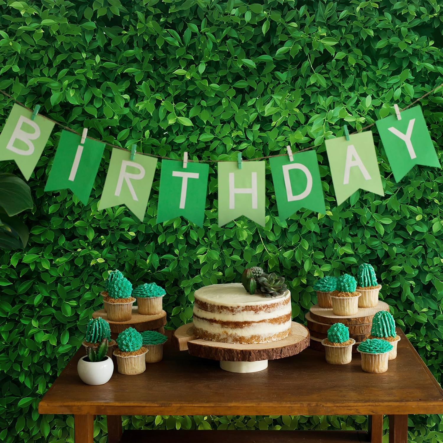 Mixweer Telón de fondo de pared de hojas verdes de 8 x 6 pies, fotografía 3D de hierba vegetal, naturaleza, fondo de tela de poliéster para