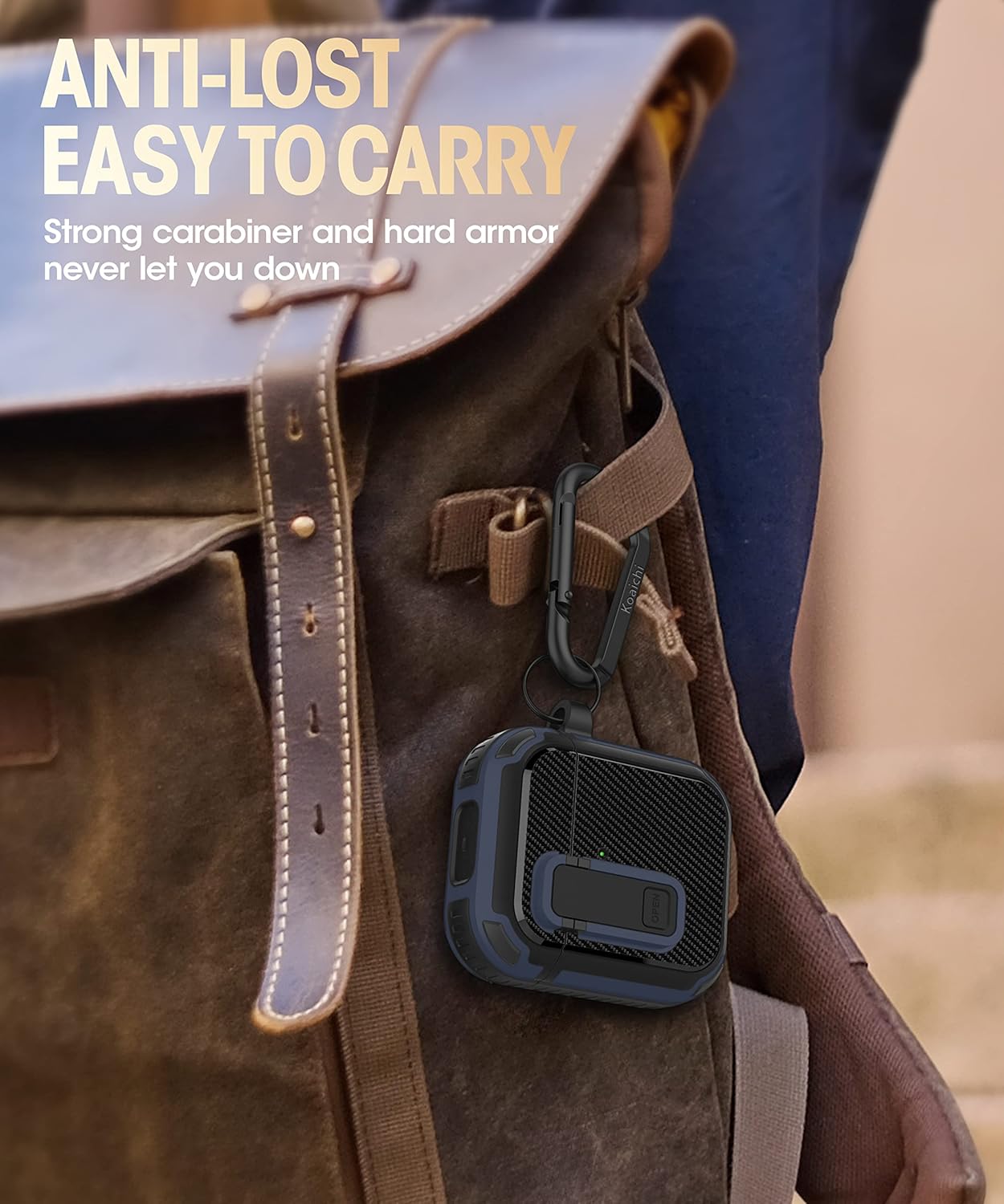 Koaichi Funda para AirPods de 21 generación, carcasa protectora ultra rígida de cuerpo completo con bloqueo, potente protección contra caídas, funda
