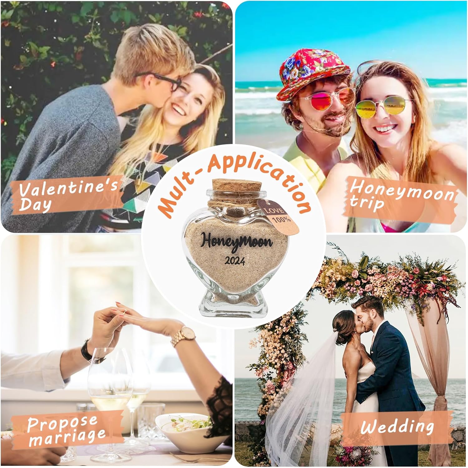 Tarro de arena para luna de miel 2024, esencial para luna de miel, regalo de despedida de soltera, regalo de boda para recién casados, regalos para