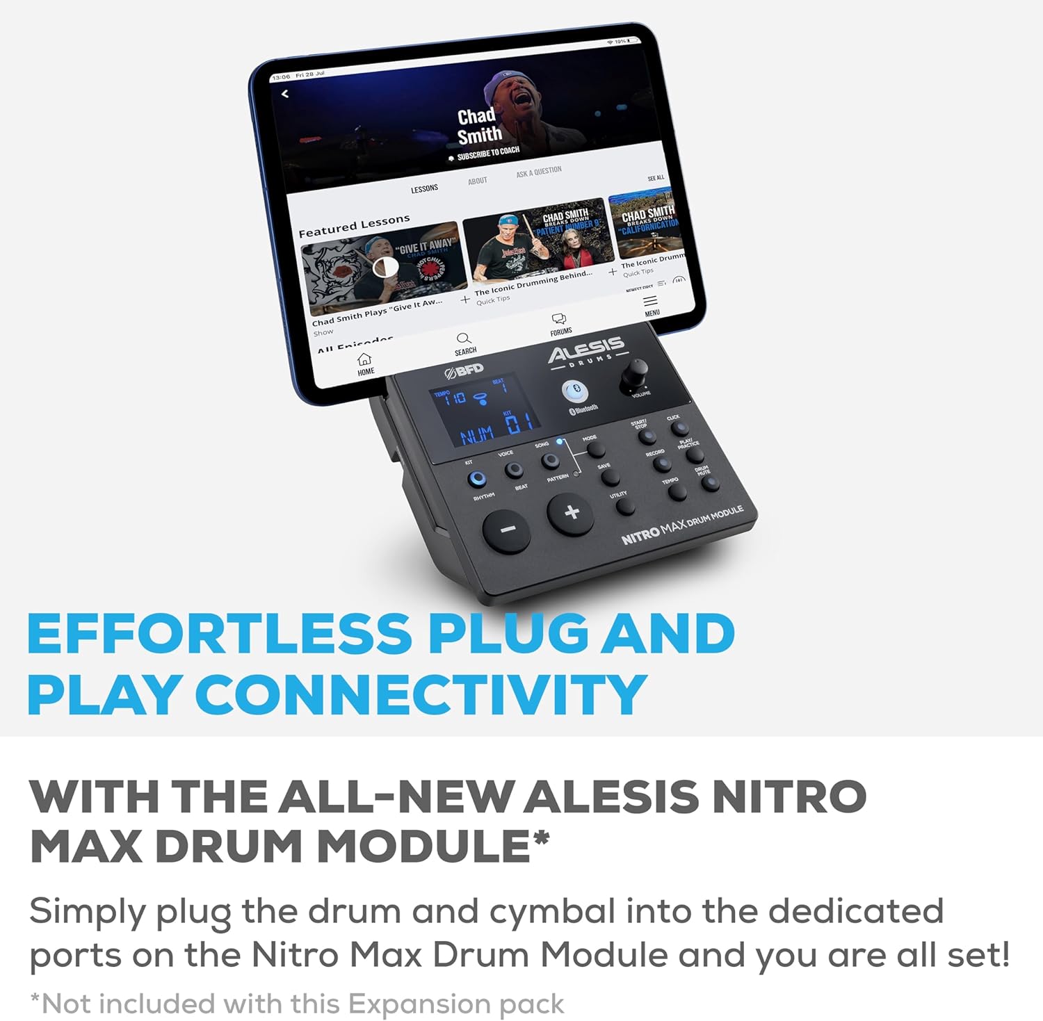 Alesis Drums Nitro Max Expansion Pack – Juego de tambores eléctricos de expansión para Nitro Max Kit con almohadilla de malla Tom Pad de 10 pulgadas