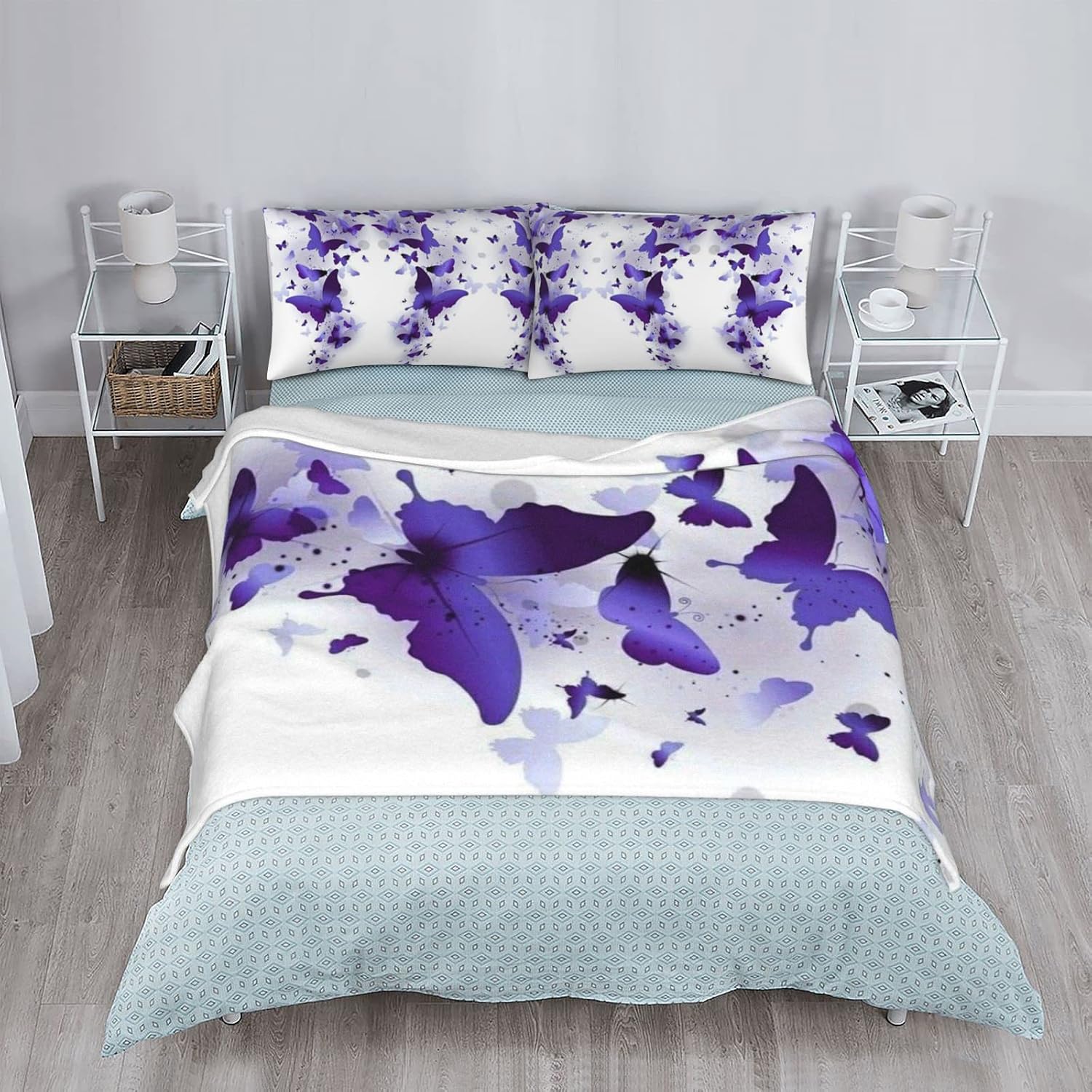 Manta de mariposa morada de 60 x 50 pulgadas, regalos de mariposa para mujer, manta de franela de forro polar femenino para sofá, cama, decoración