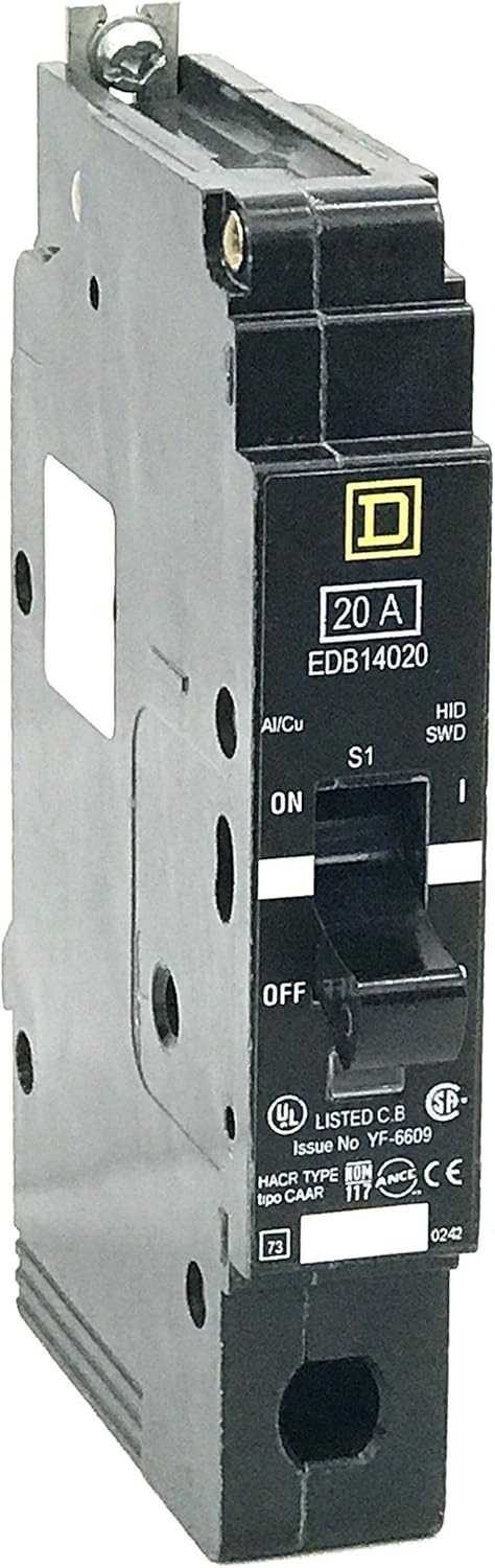 SCHNEIDER ELECTRIC 277-VOLT 15-AMP EDB14015 Disyuntor en miniatura 277V 15A, negro