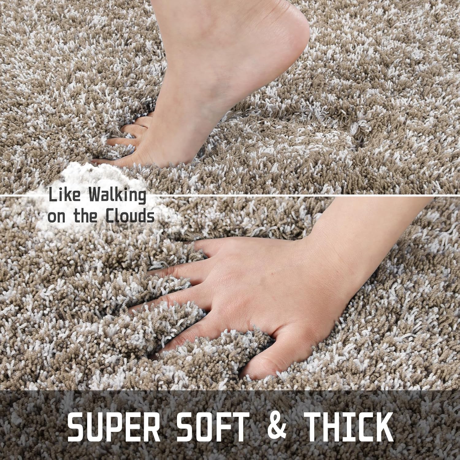 Yimobra Alfombra de baño de peluche, gruesa y suave, súper peluda, cómoda, de rápida absorción de agua, antideslizante, ultra afelpada, lavable a