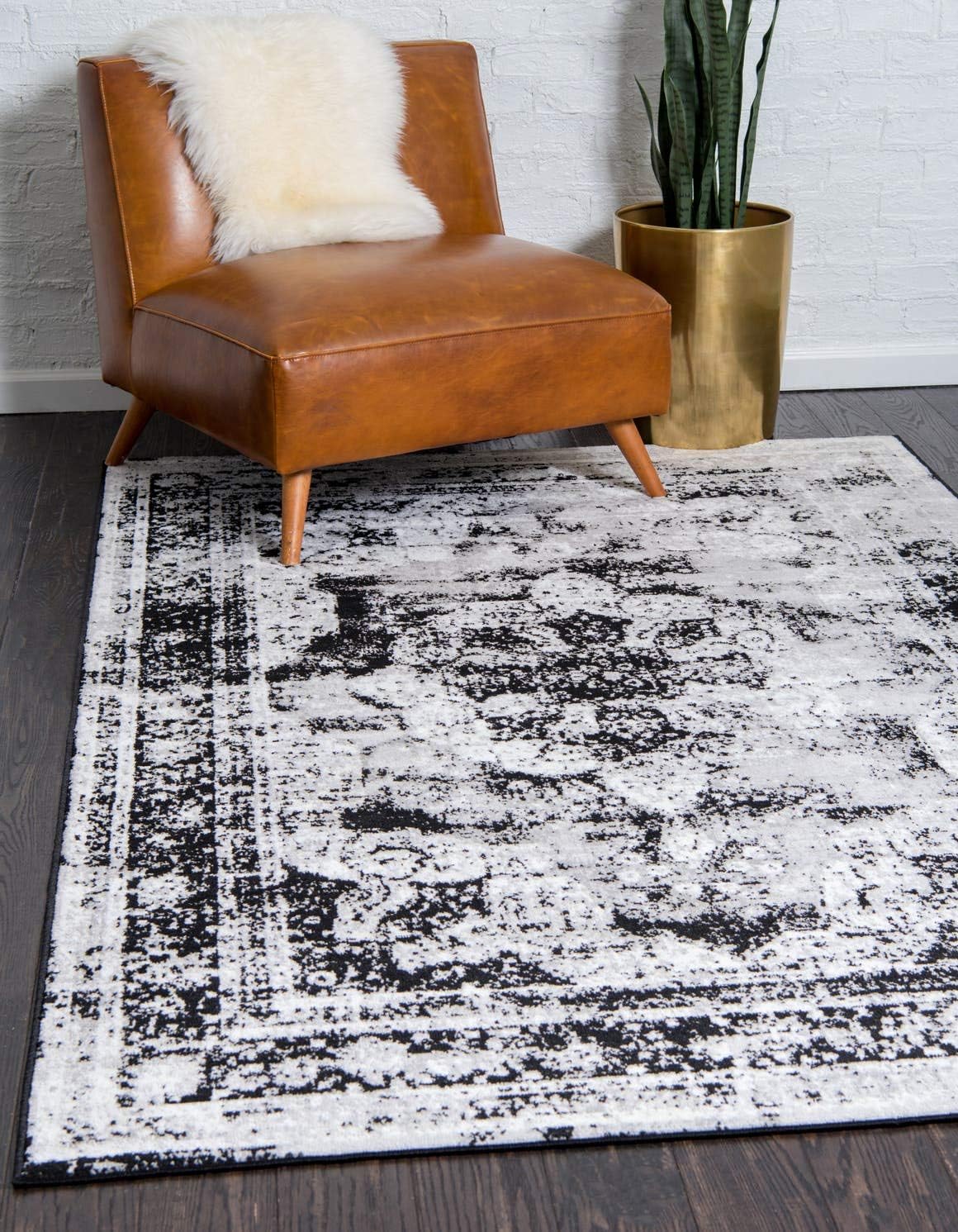 Unique Loom Sofia Collection – Alfombra tradicional vintage, inspirada en Francia (8 pies x 10 pies, rectangular, negrogris claro)