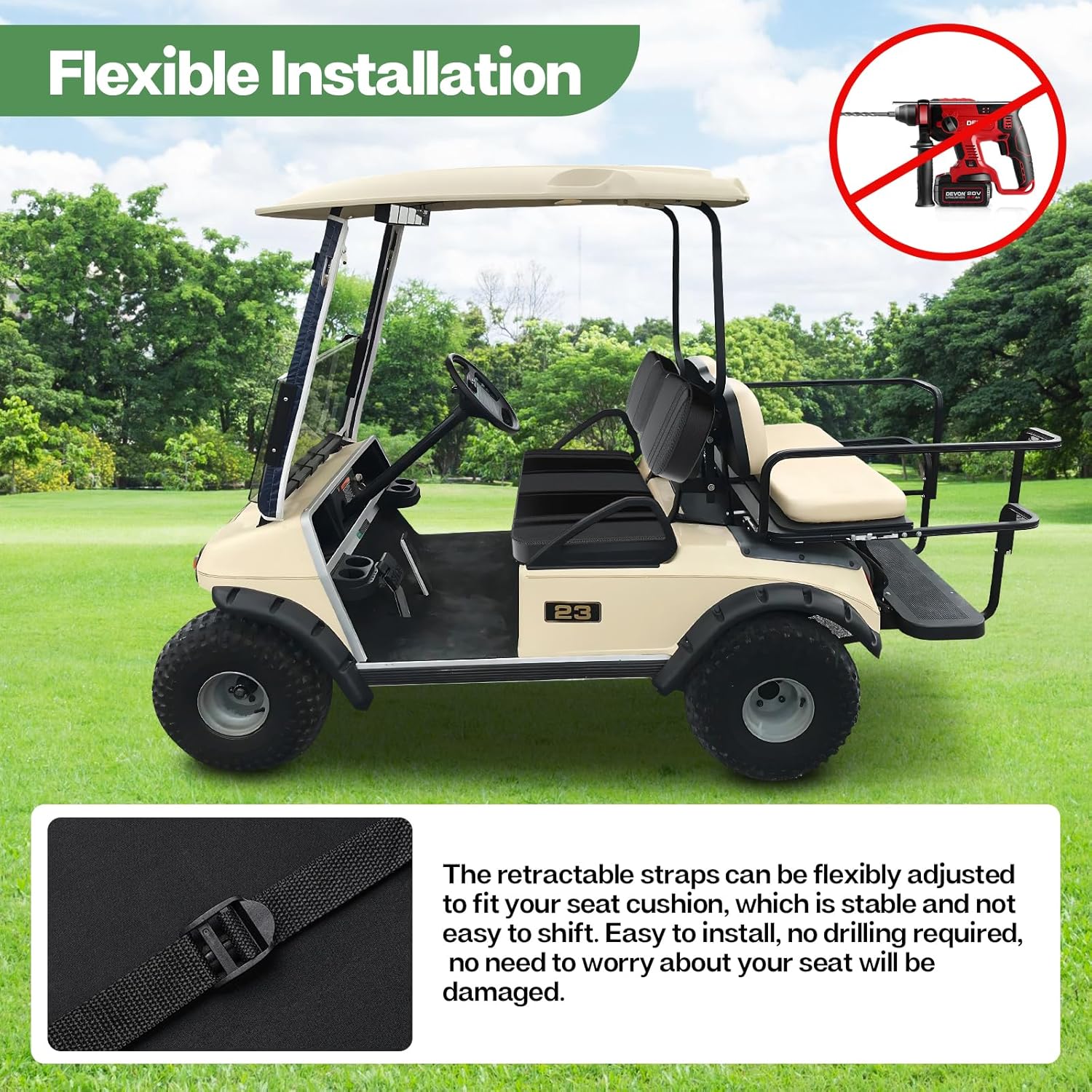 T TGBROS Fundas de asiento de carrito de golf para Club Car DS OEM, fundas de asiento ordinarias para carrito de golf, kit de cojín de asiento