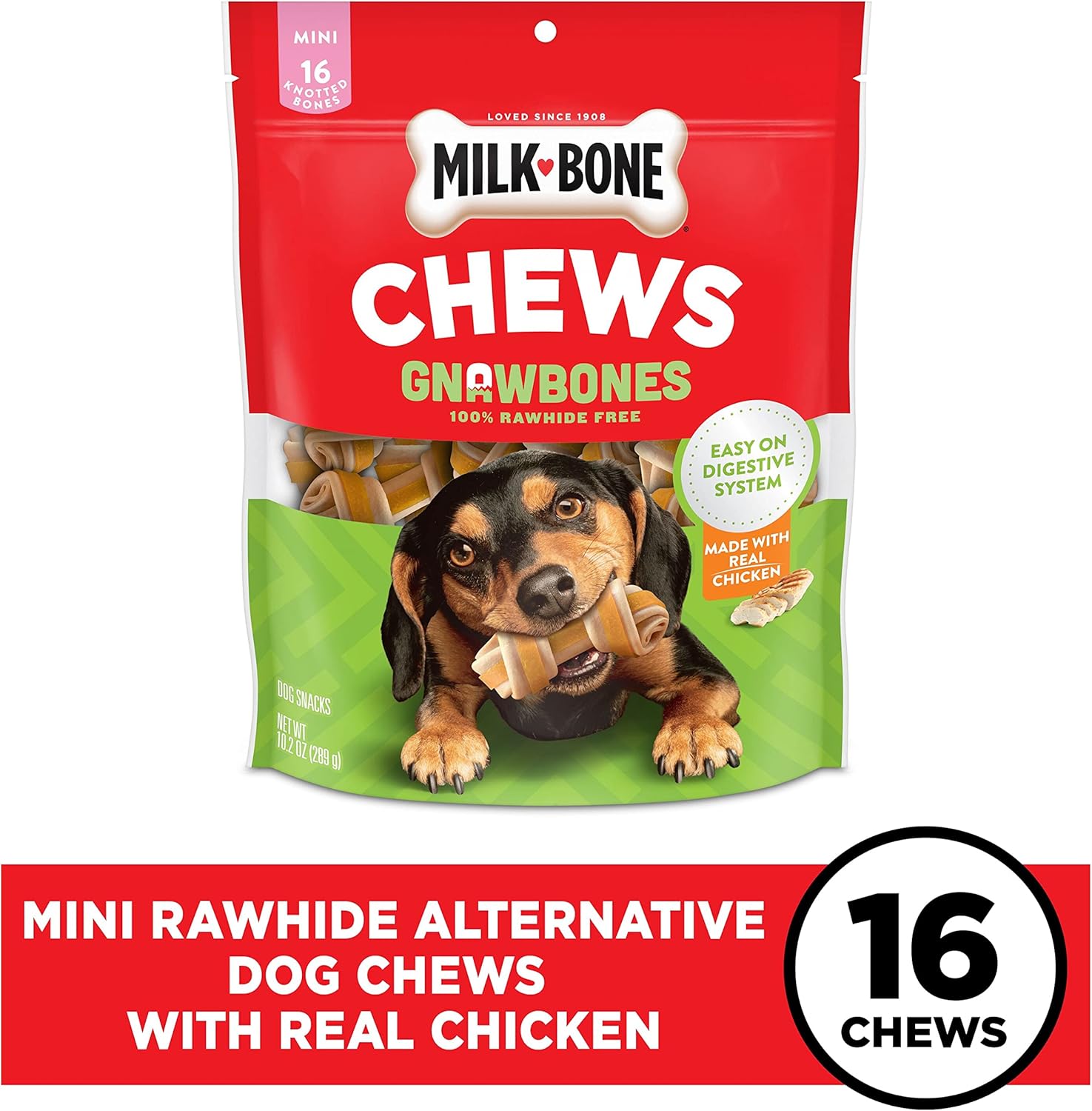 Milk-Bone – Huesos de roer para perros, de larga duración y sin piel cruda