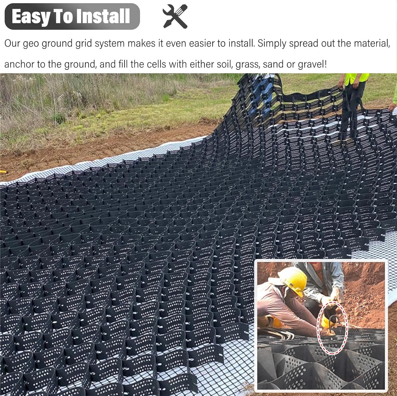 Rejillas de control de barro para exteriores, patio, caravana, entrada, ganado, adoquines, pavimentadores permeables para cama de carretera, arroyo,