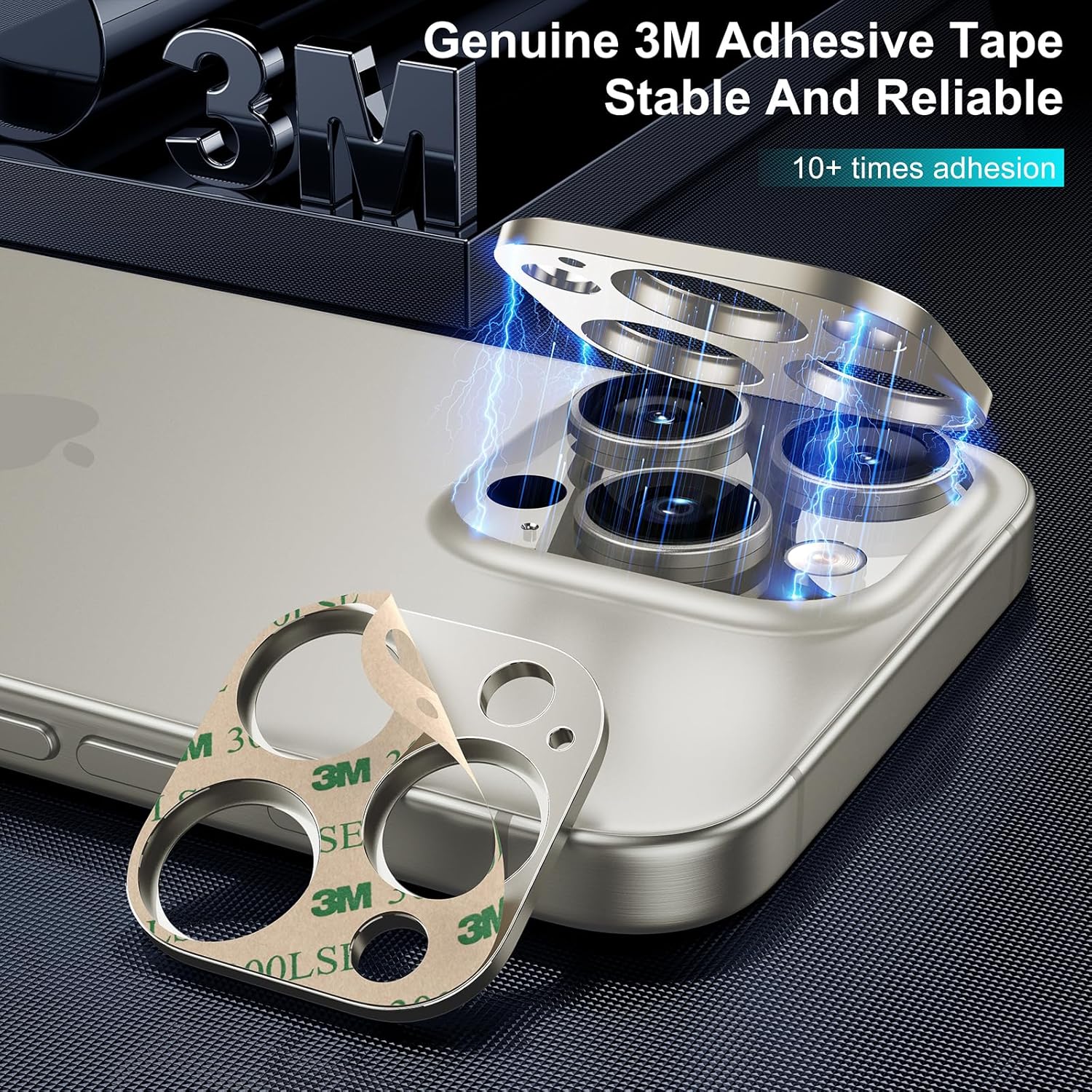 Mothca Paquete de 2 protectores de lente de cámara para iPhone 15 Pro MaxiPhone 15 Pro, sin lente de vidrio, protector de cámara mate de aleación de