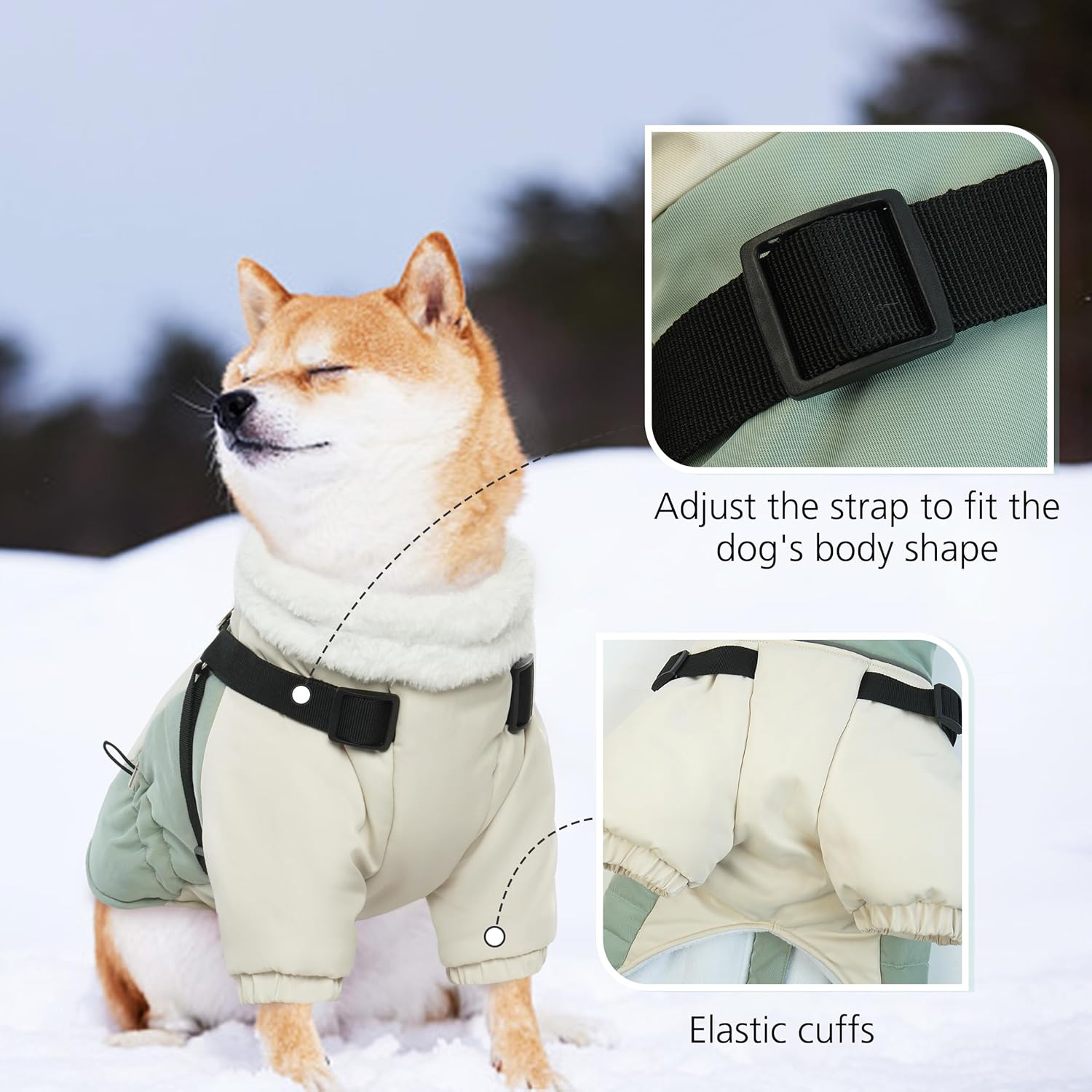 PUMYPOREITY Abrigo de invierno para perro pequeño, chaqueta para perro con arnés integrado, traje de nieve reflectante para perro, chaqueta cálida