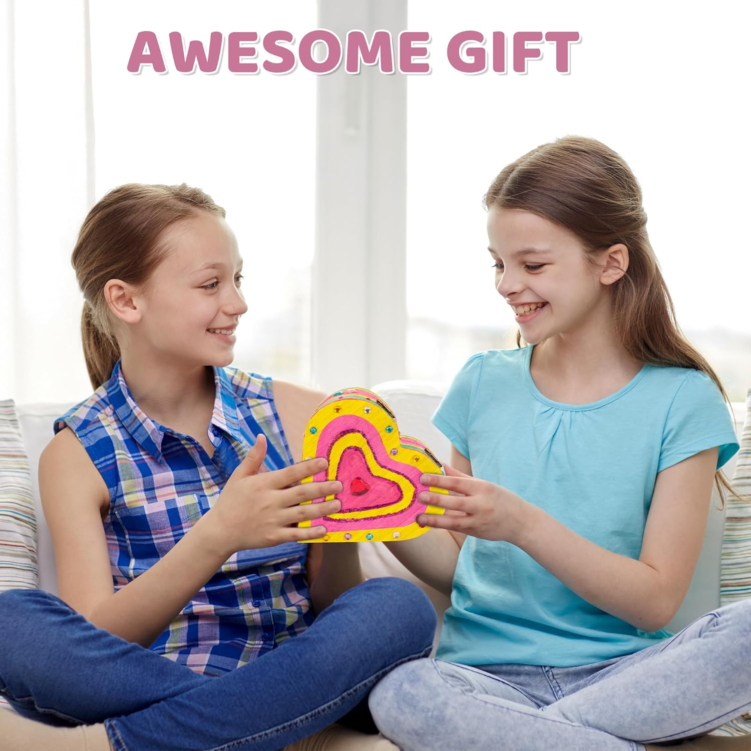 Pinta tu propia caja de joyería de madera artes y manualidades para niños de 4 a 6 años, kits de pintura de caja del tesoro de bricolaje, regalo