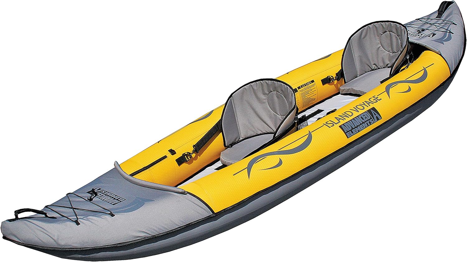 Advanced Elements Island Voyage 2 Kayak inflable, amarillo y elementos avanzados, bomba de doble acción con medidor de presión, amarillo, tamaño