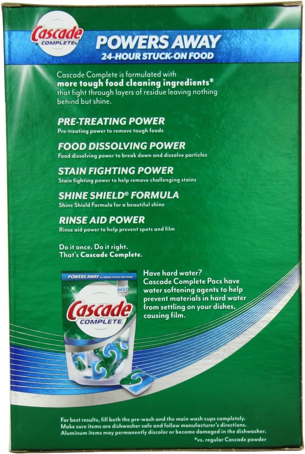 Cascade Detergente completo para lavavajillas en polvo, aroma fresco, 125 onzas