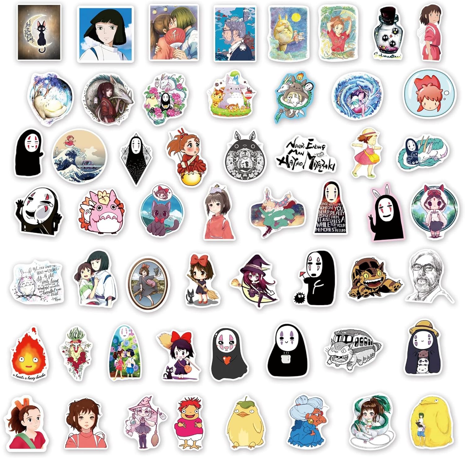 100 calcomanías de Miyazaki Hayao, calcomanías de anime de dibujos animados, calcomanías de vinilo para Hydro Flask, laptop, botella de agua,