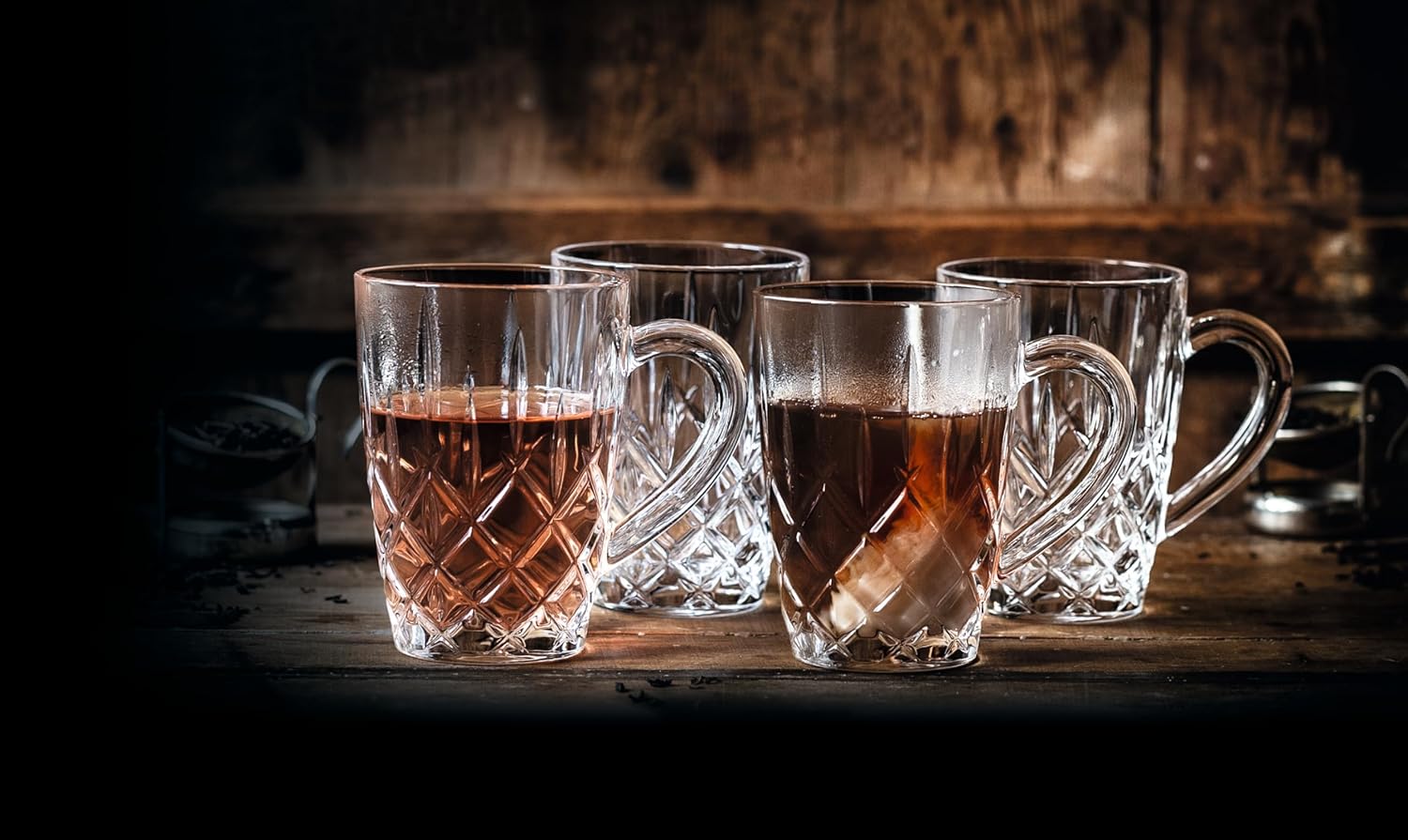 Nachtman Noblesse Collection – Taza para bebidas calientes, juego de 4 tazas de café de vidrio para té, café y cacao caliente, tazas de 11.7 onzas