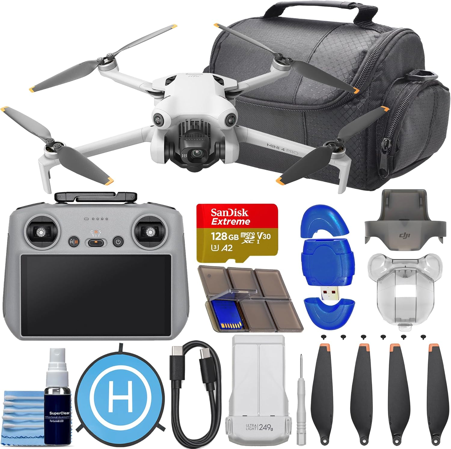 DJI Mini 4 Pro Drone con RC 2 2 (control remoto de pantalla) Mini dron plegable con video 4K HDR de menos de 8.78 oz, tiempo de vuelo de 34 minutos,