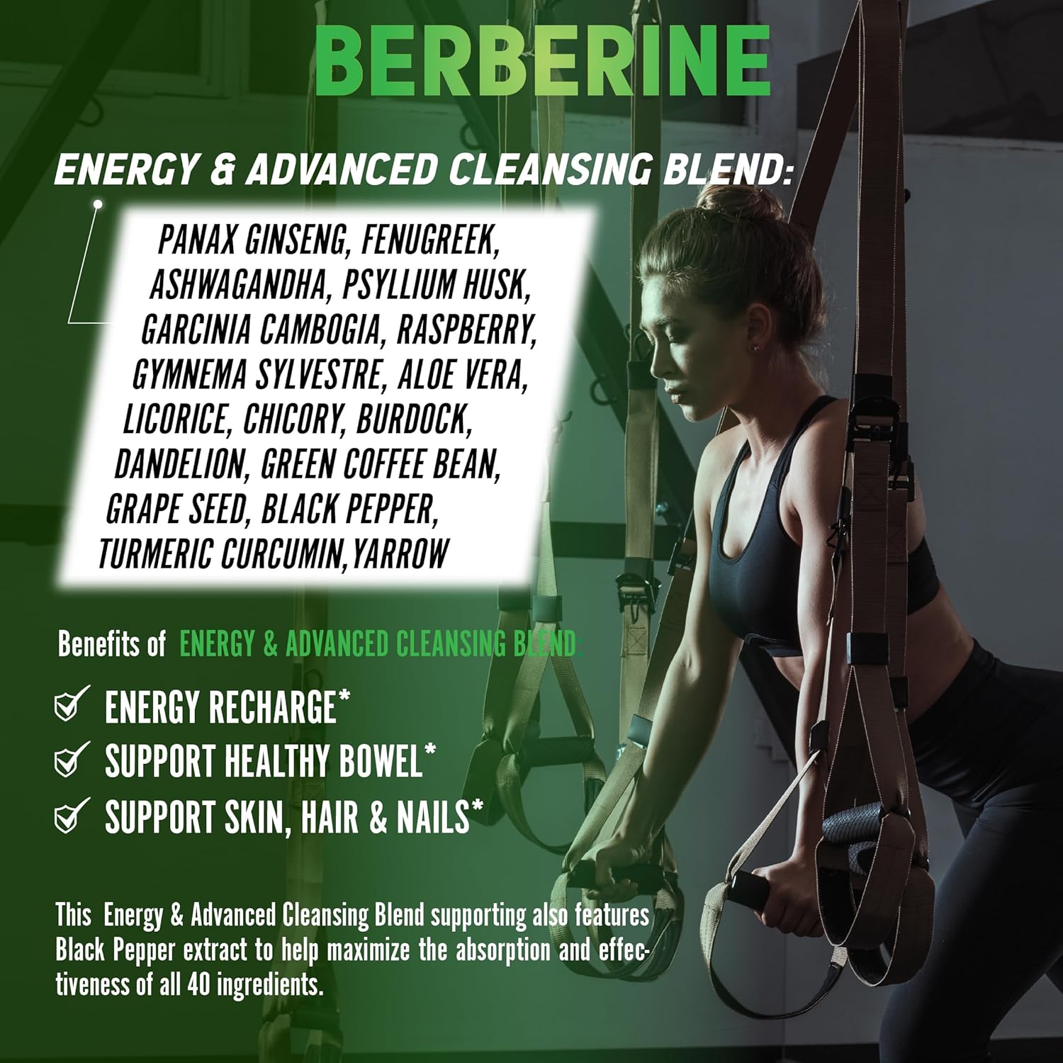 Zolotus Suplemento de berberina de 18800 mg 40 en 1, con musgo marino, canela, cardo mariano, vinagre de sidra de manzana, quercetina, el mejor