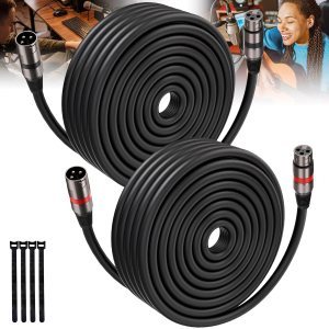 XLR Cables 100FT30M 2 paquetes, cable de micrófono equilibrado de alta calidad con conector XLR macho a hembra de 3 pines compatible con micrófonos, XLR Cables 100FT30M 2 paquetes, cable de micrófono equilibrado de alta calidad con conector XLR macho a hembra de 3 pines compatible con micrófonos,