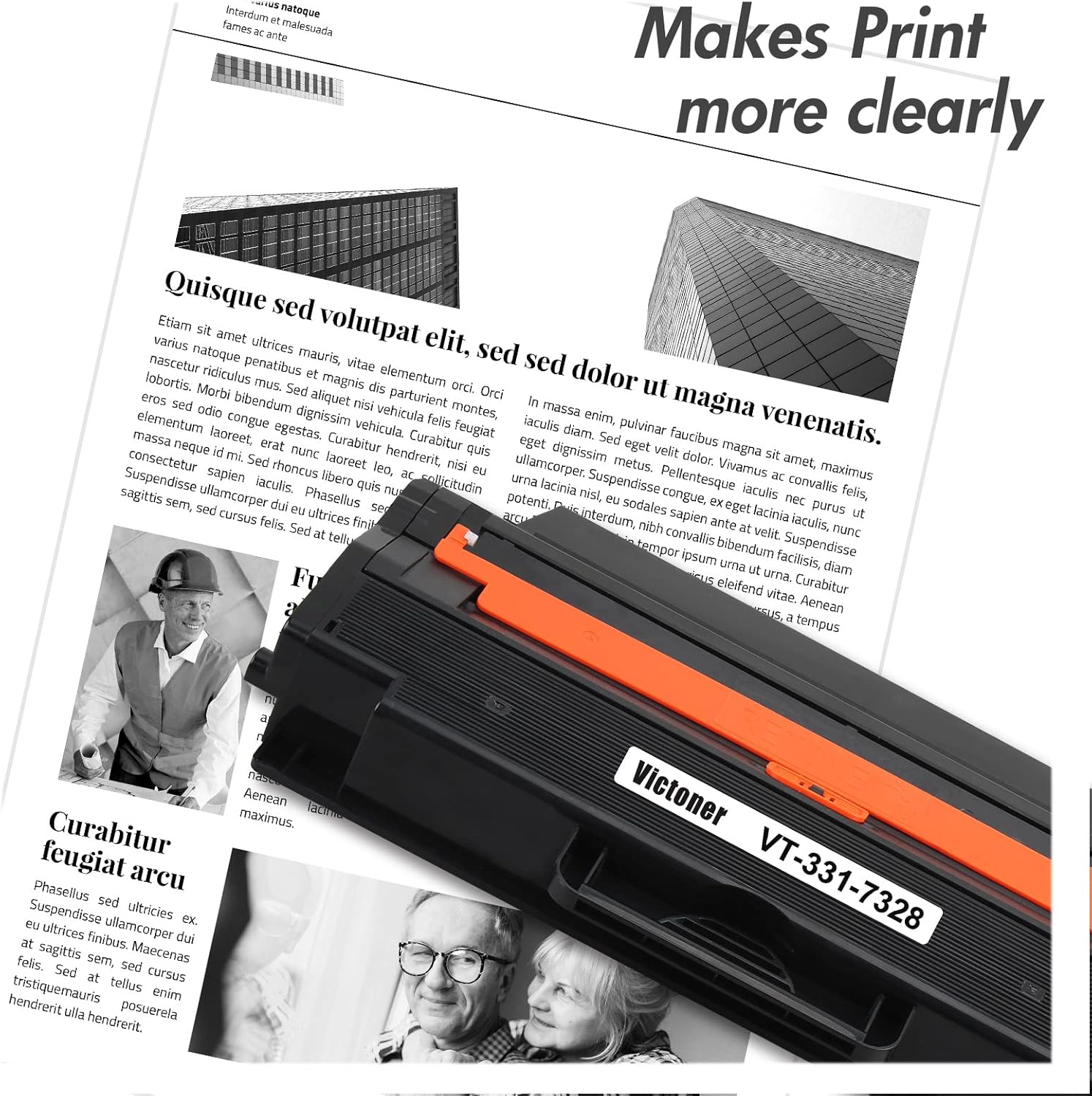 VICTONER Cartucho de tóner compatible B1260dn B1265dfw de repuesto para Dell 331-7328 B1260 B1265 para tinta de impresora Dell 1260 B126x (negro, 1