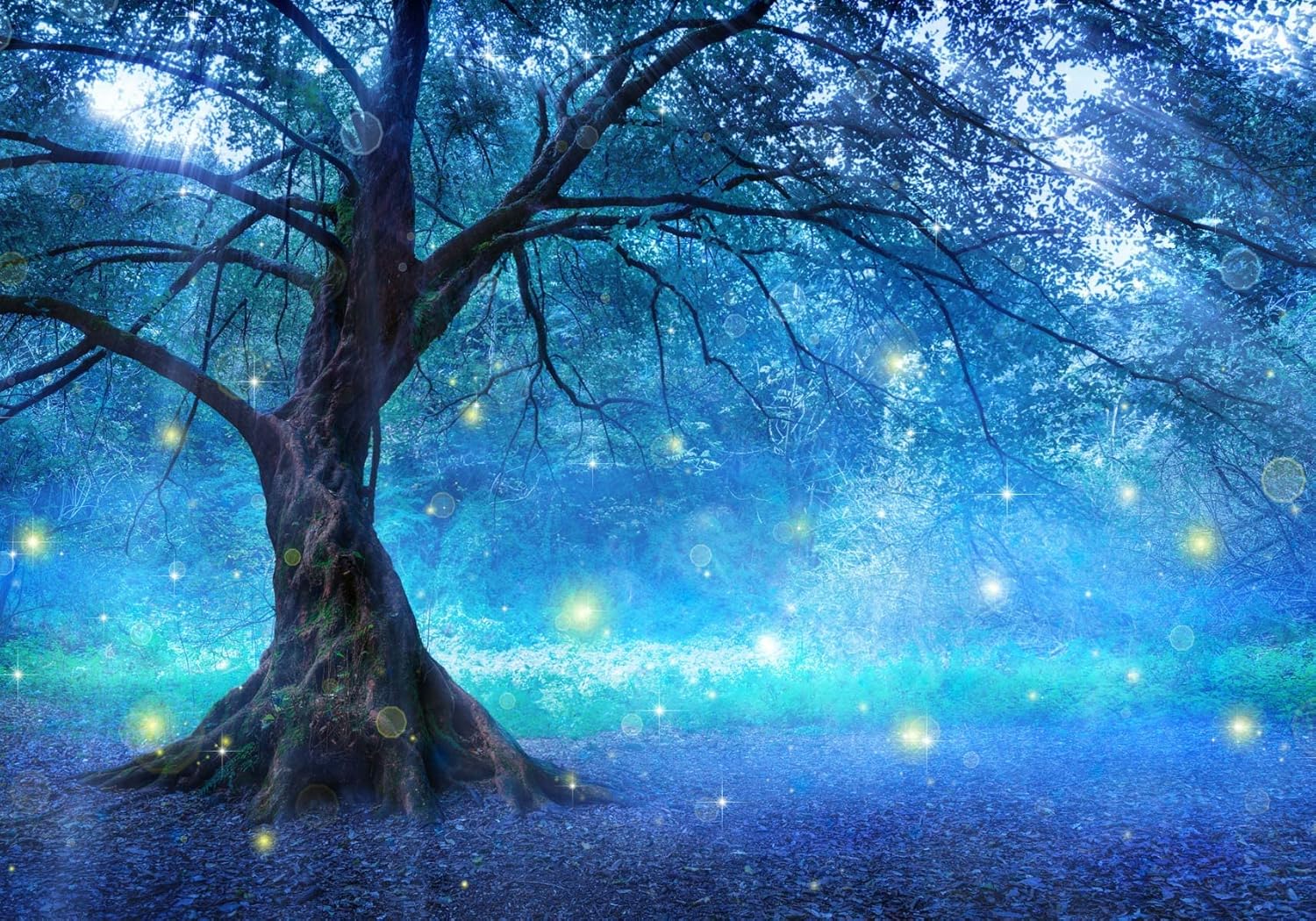 Bormia – Mural de pared de fantasía, árbol de hadas en bosque místico, papel tapiz fotográfico para habitación de niños, sala de estar, dormitorio