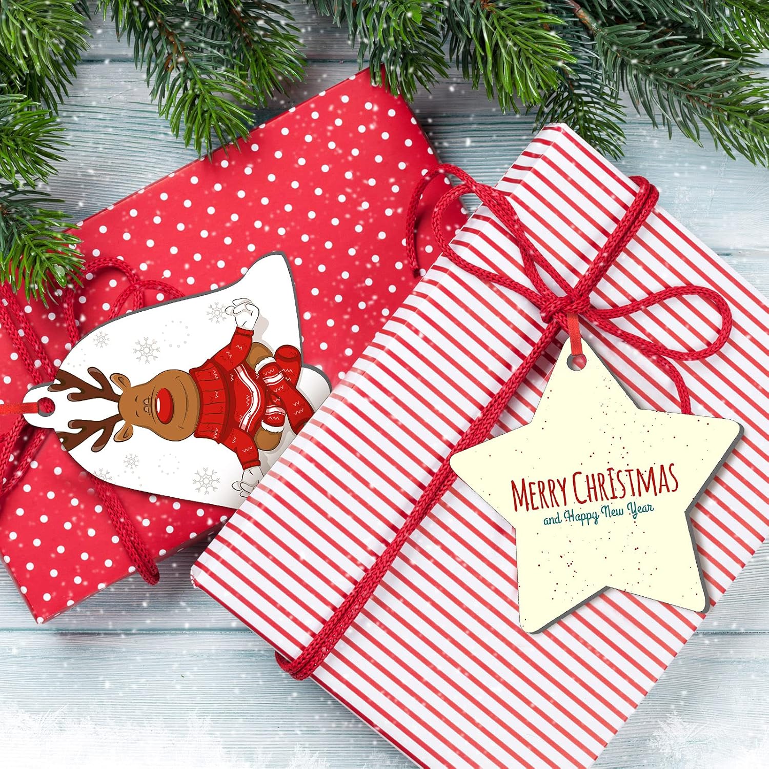 Adornos de Navidad de acrílico transparente de 3 pulgadas, medias de Navidad con forma de campana, adornos acrílicos para colgar con cinta para