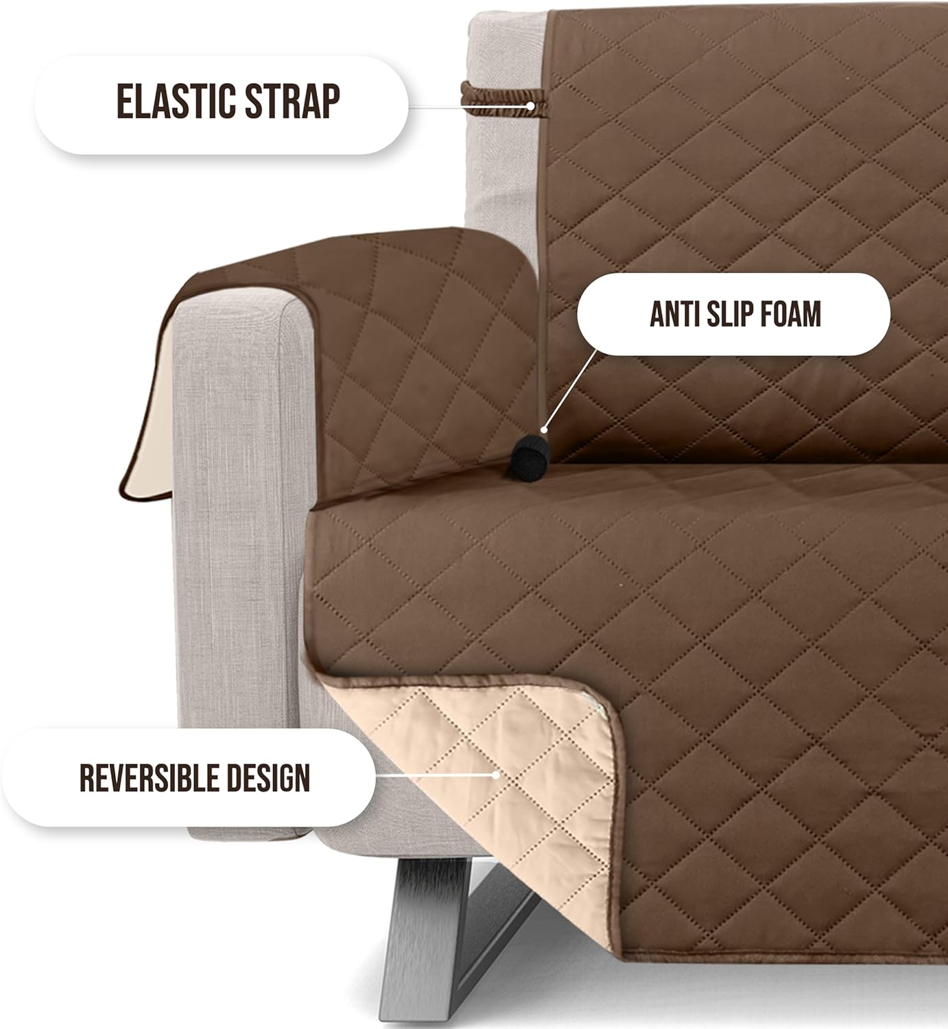 Utopia Bedding Funda reversible para sofá biplaza de 2 cojines, resistente al agua, protector de muebles con varillas de espuma y correas elásticas